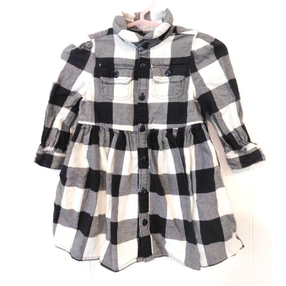 Ralph Lauren Girl Size 12M 12 Months Black and White Buffalo Plaid Checked Dress - Picture 1 of 4